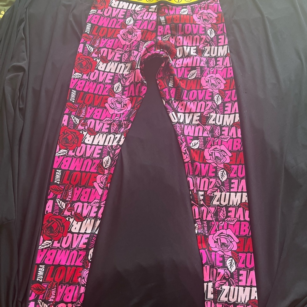 Zumba Fitness Pink and Red Leggings for Dynamic Dance Sessions